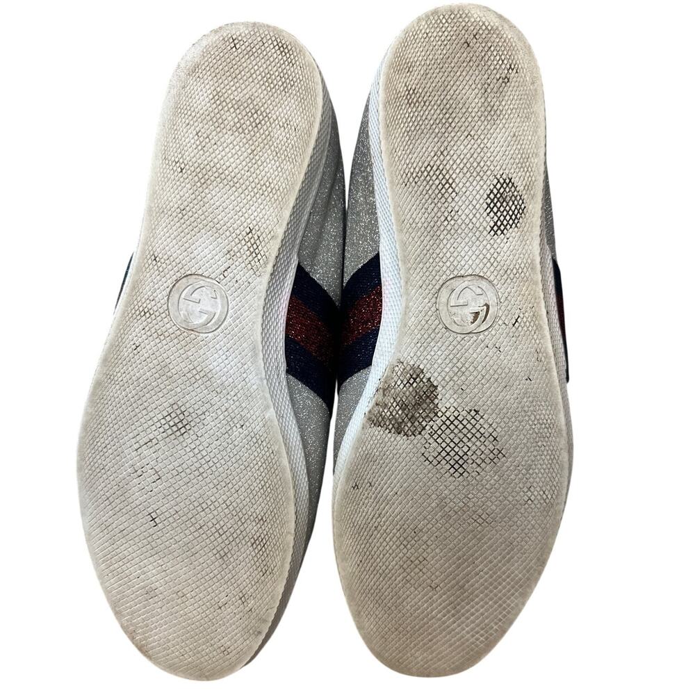 Gucci Bambi Silver Glitter Web Sneaker 39 Spiked - Picture 6 of 16